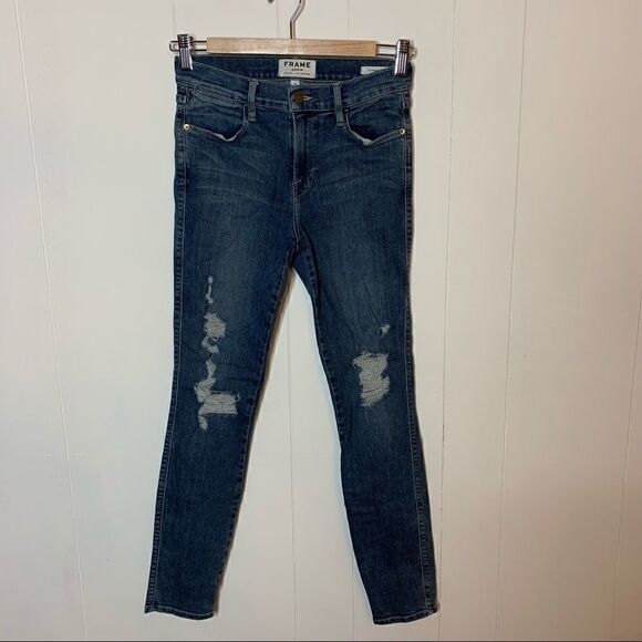 FRAME Skinny Jeans Denim Le High Size 26 Distressed - Picture 1 of 7